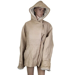 Wilsons Leather Tan Leather Faux Fur Lined Jacket Coat